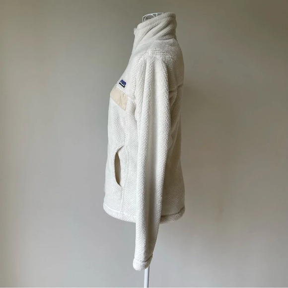 Patagonia Full-Zip Re-Tool Fleece Jacket soft fur pockets cowl neck cream size S - Picture 6 of 11